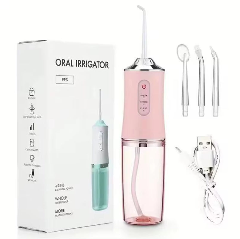 1Pc Portable Oral Irrigator USB Rechargeable 3 Modes 4 Nozzles IPX7 Mouthwash Machine for Home Travel Teeth Cleaning Machine